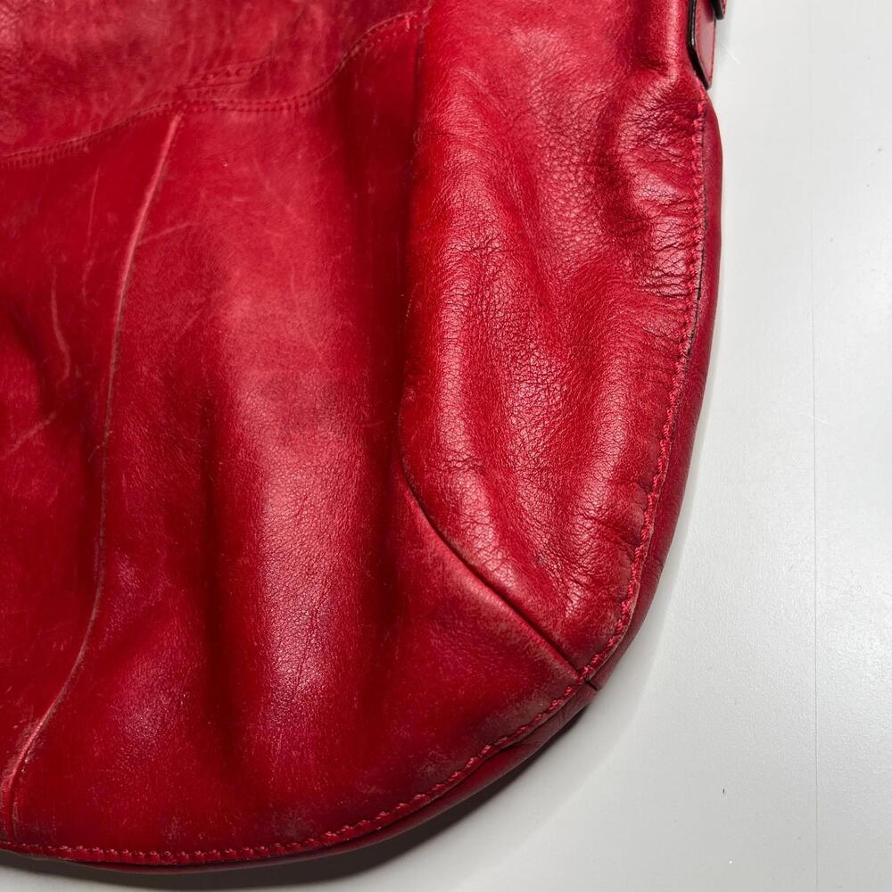 Coach Red Leather Hobo Shoulder Bag Purse Handbag Pink Lining #H0949-12834 - Picture 11 of 12
